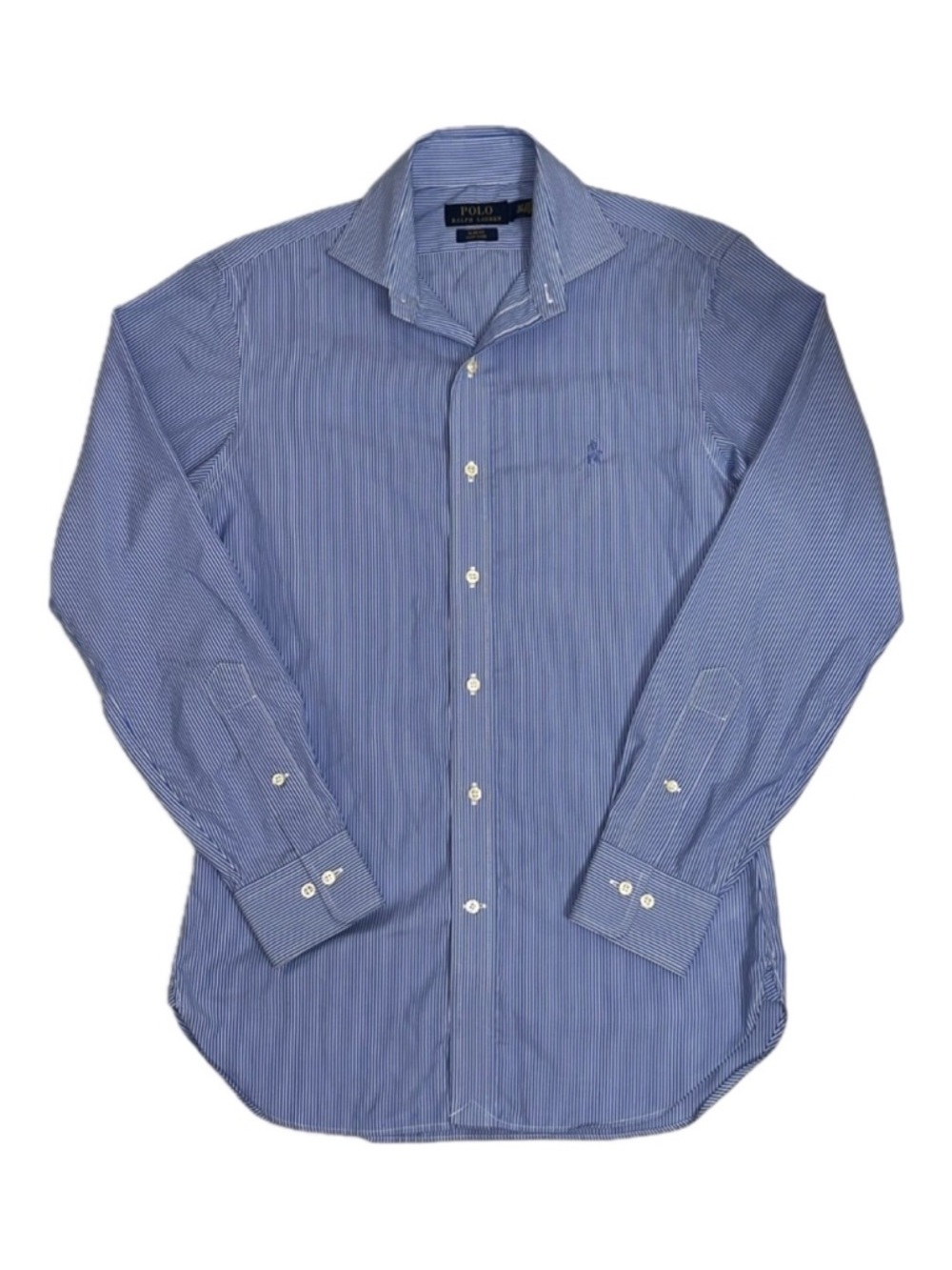 Polo Ralph Lauren Slim Fit Button Down Dress Shirt Striped Blue Size 14.5 32/33